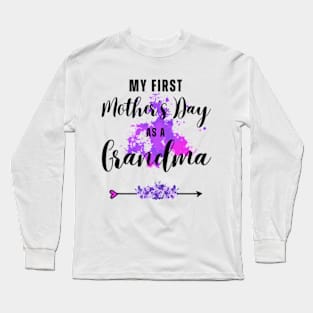 My first Mother's day as a grandma 2024 Funny Mothers Day Long Sleeve T-Shirt